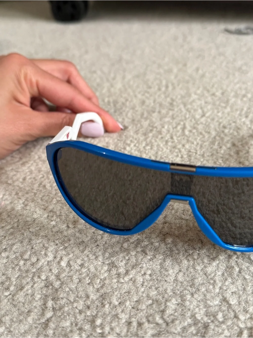 Oakley Blue and White Shield Sunglasses